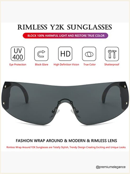 Oversized Y2K Wrap Around Shield Sunglasses Unisex Retro Big Frame main image 5